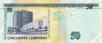 Honduras 50 Lempiras, 2016-2022 reverse