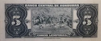 Honduras 5 Lempiras, 1968-1974 reverse