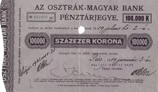 Hungarian notgeld 100.000 Korona, 1919 obverse