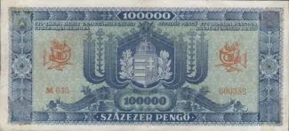 Hungary 100.000 Pengő, 1945 reverse