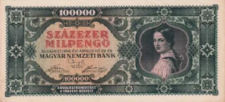 Hungary 100.000 Milpengő, 1946 obverse