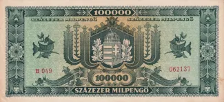 Hungary 100.000 Milpengő, 1946 reverse
