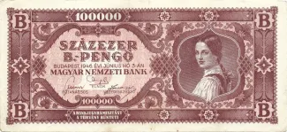 Hungary 100.000 B.‑pengő, 1946 obverse