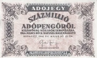 Hungary 100.000.000 Adopengo, 1946 obverse