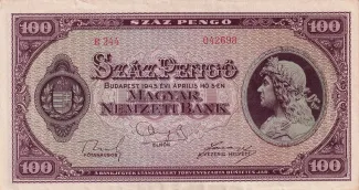 Hungary 100 Pengő, 1945 obverse