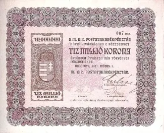 Hungary 10,000,000 Koron, 1921 P-45 obverse
