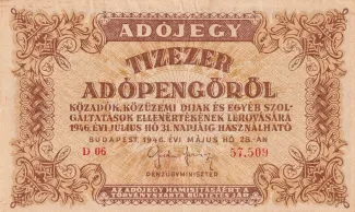 Hungary 10.000 Adopengo, 1946 obverse