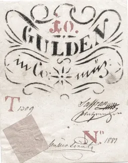 Hungarian notgeld 10 Gulden, 1849 obverse