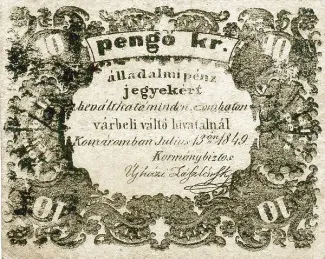 Hungarian notgeld 10 Pengő, 1849 obverse