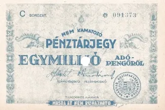 Hungary 1.000.000 Adopengo, 1946 obverse