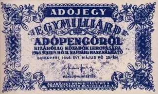Hungary 1,000,000,000 Adopengo, 1946 obverse