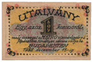 Hungarian notgeld 1 Koron, 1922