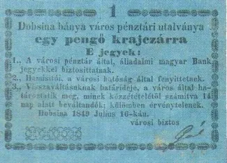 Hungarian notgeld 1 Kreuzer, 1849 obverse