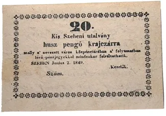 Hungarian notgeld 20 Pengő, 1849 obverse