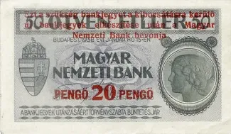 Hungary 20 Pengő, 1938 P-105 obverse