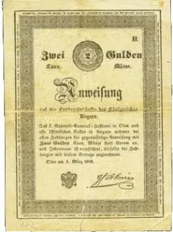 Hungarian notgeld 2 Forint, 1849 obverse
