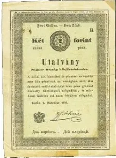 Hungarian notgeld 2 Forint, 1849 reverse