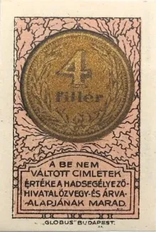Hungarian notgeld 4 Fillér, 1916 obverse