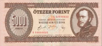 Hungary 5.000 Forint, 1990-1995 obverse