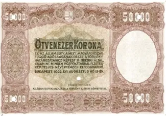 Hungary 50,000 Koron, 1922 P-70 obverse