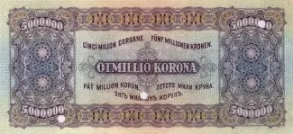 Hungary 5,000,000 Koron, 1924 P-80 reverse