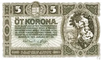 Hungary 5 Koron, 1920 P-59 obverse