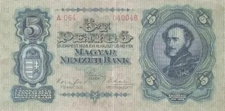 Hungary 5 Pengő, 1928 obverse