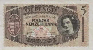 Hungary 5 Pengő, 1938 obverse