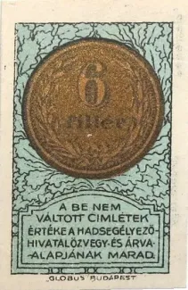 Hungarian notgeld 6 Fillér, 1916 obverse
