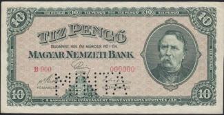 Hungary 10 Pengő, 1926 P-90 - MINTA obverse