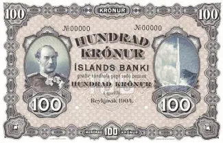 Iceland 100 Krónur, 1904 obverse