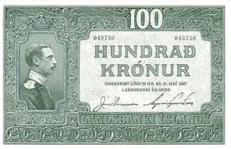 Iceland 100 Krónur, 1927 obverse