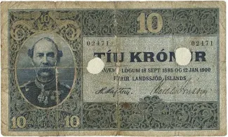 Iceland 10 Krónur, 1900 obverse