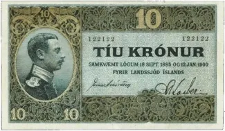 Iceland 10 Krónur, 1900 obverse