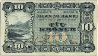 Iceland 10 Krónur, 1920 obverse