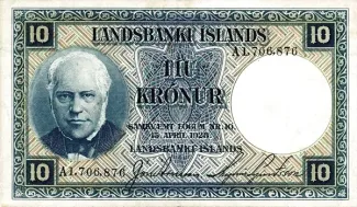 Iceland 10 Krónur, 1928 obverse