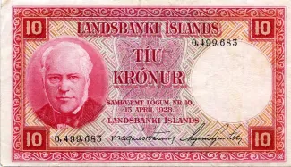 Iceland 10 Krónur, 1928 obverse