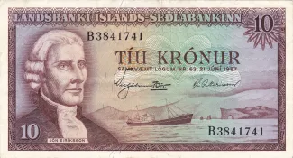 Iceland 10 Krónur, 1957 obverse