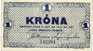 Iceland 1 Króna, 1920 obverse