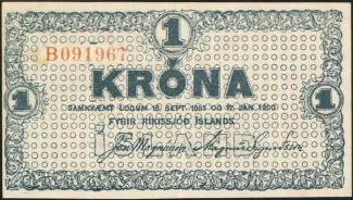 Iceland 1 Króna, 1925 obverse