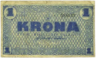 Iceland 1 Króna, 1941 obverse