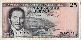 Iceland 25 Krónur, 1957 obverse