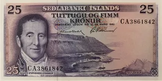 Iceland 25 Krónur, 1961 obverse
