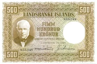 Iceland 500 Krónur, 1928 obverse