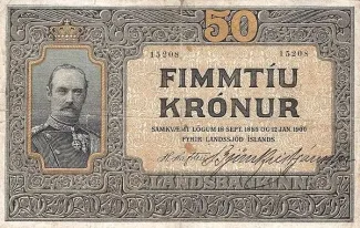 Iceland 50 Krónur, 1900 obverse