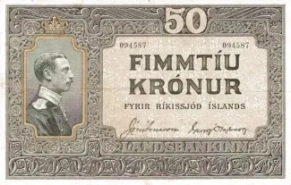Iceland 50 Krónur, 1925-1930 obverse