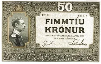 Iceland 50 Krónur, 1928 obverse