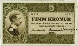 Iceland 5 Krónur, 1900 obverse