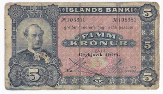 Iceland 5 Krónur, 1904 obverse