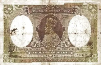 India, British 10.000 Rupees, 1928 obverse